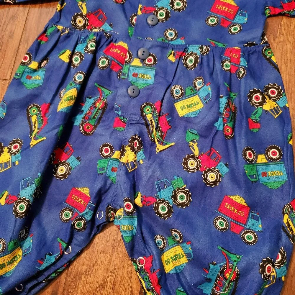 Vintage Handmade Tractor Truck Jumpsuit Baby Boy 6-9 Months